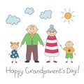 Happy grandparentÃ¢â¬â¢s day. Colorful card with text. Grandfather and grandmother. Happy grandpa and grandma. Vector